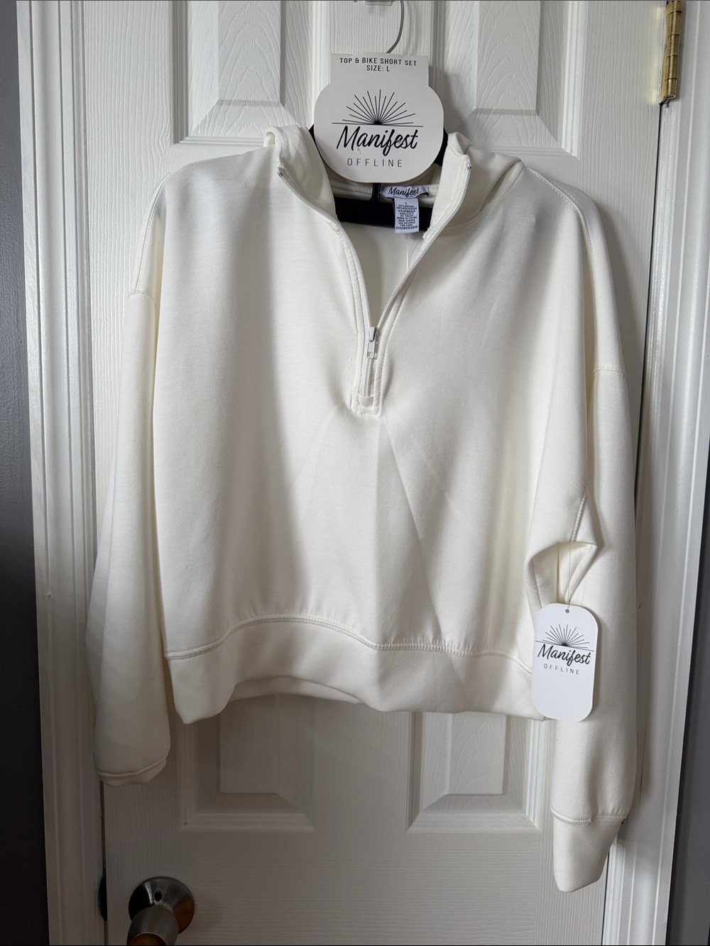 Women's Cream Half-Zip Sweatshirt